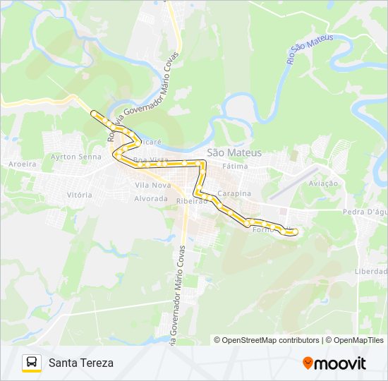 Mapa da linha 40 SANTA TEREZA - COHAB de ônibus