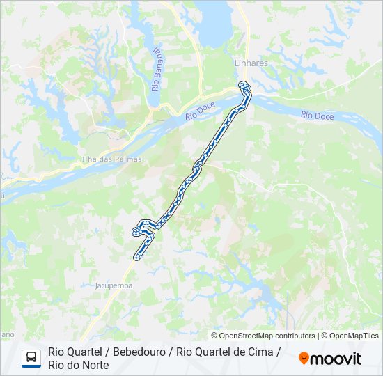 133 RIO QUARTEL / BEBEDOURO / RIO QUARTEL DE CIMA / RIO DO NORTE bus Line Map