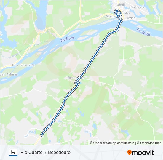 Mapa da linha 130 RIO QUARTEL / BEBEDOURO de ônibus