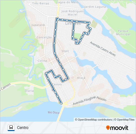 Mapa da linha 080 BNH / CEMITÉRIO de ônibus