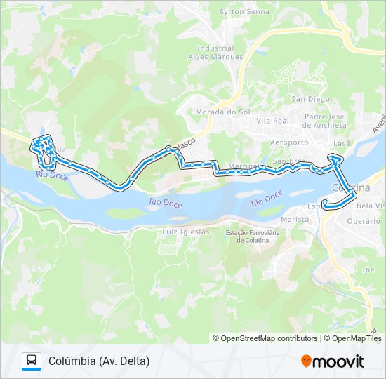 Mapa da linha 320 COLÚMBIA de ônibus