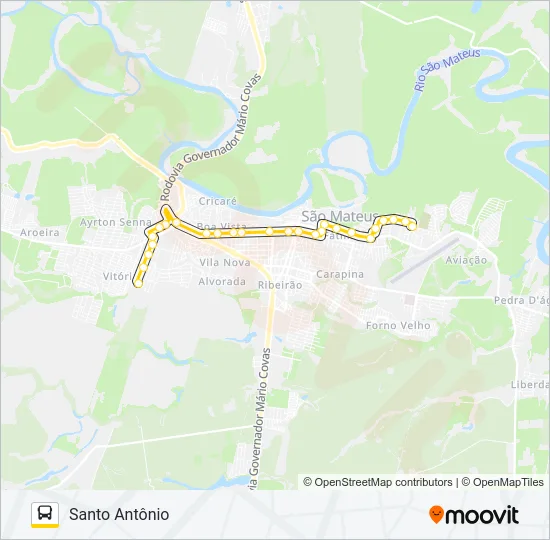 21 SANTO ANTÔNIO - AVIAÇÃO Bus Line Map