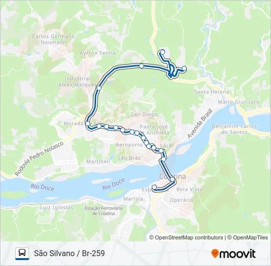 116 SÃO SILVANO / BR-259 Bus Line Map
