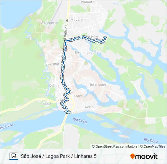 051 SÃO JOSÉ / LAGOA PARK / LINHARES 5 Bus Line Map