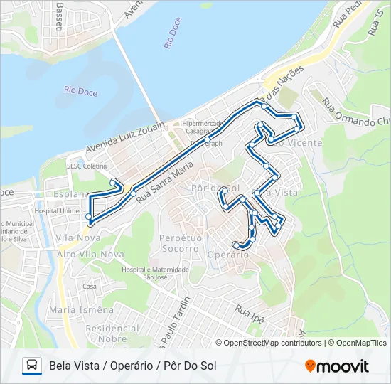 032 BELA VISTA / OPERÁRIO / PÔR DO SOL Bus Line Map