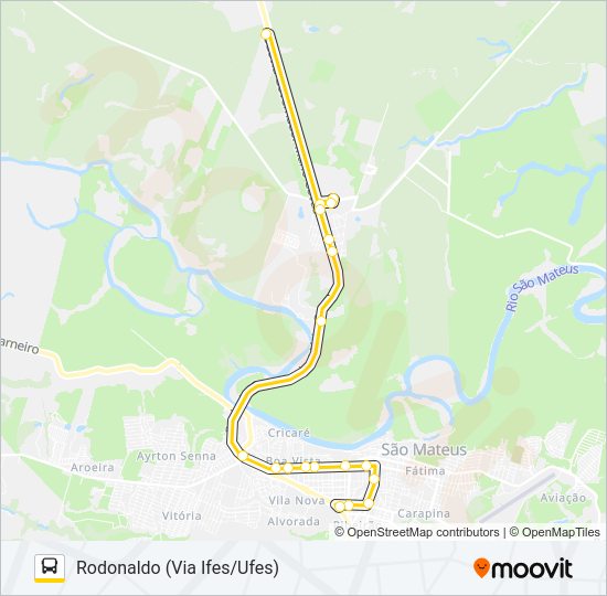 Mapa da linha 66 CENTRO - IFES/UFES de ônibus
