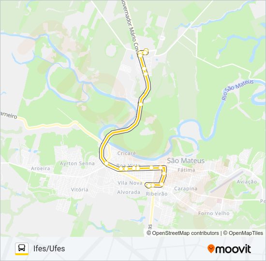 Mapa da linha 66 CENTRO - IFES/UFES de ônibus