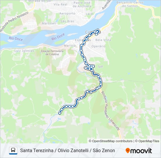 Mapa da linha 081 SANTA TEREZINHA / OLÍVIO ZANOTELLI / SÃO ZENON de ônibus