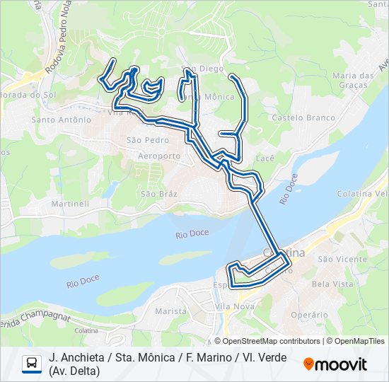 Mapa de 162 JOSÉ DE ANCHIETA / SANTA MÔNICA / FIORAVANTE MARINO / VILA VERDE de autobús