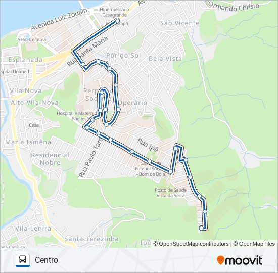 Mapa da linha 020 MOACIR BROTAS de ônibus