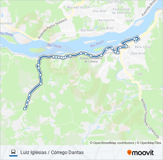 Mapa de 101 LUIZ IGLÉSIAS / CÓRREGO DANTAS de autobús