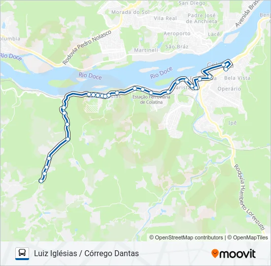 101 LUIZ IGLÉSIAS / CÓRREGO DANTAS Bus Line Map