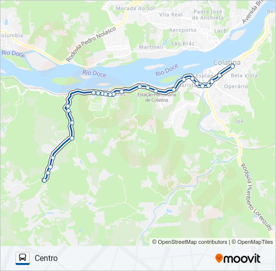 Mapa da linha 101 LUIZ IGLÉSIAS / CÓRREGO DANTAS de ônibus