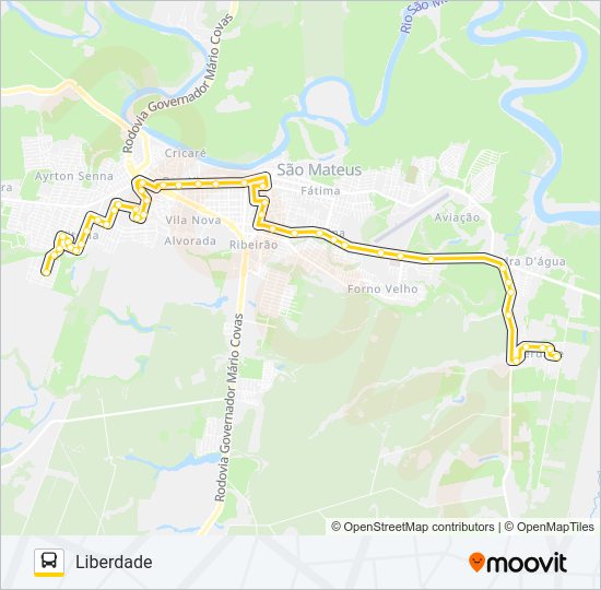 Mapa da linha 30 LIBERDADE - MORADA DO LAGO de ônibus