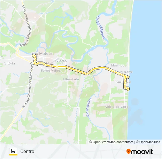 701 CENTRO - GURIRI (VIA BEIRA-MAR) Bus Line Map