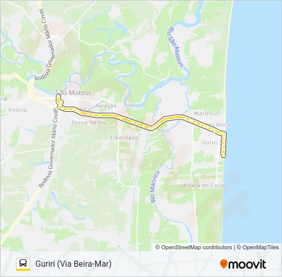 701 CENTRO - GURIRI (VIA BEIRA-MAR) Bus Line Map