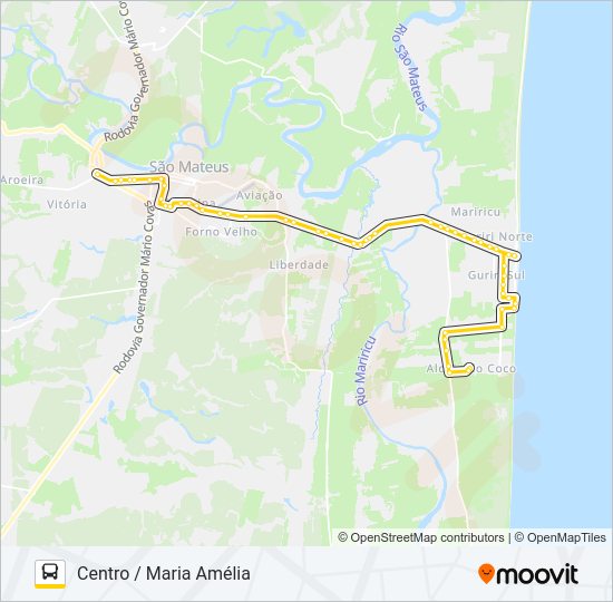 Mapa da linha 51 CENTRO - BOSQUE de ônibus