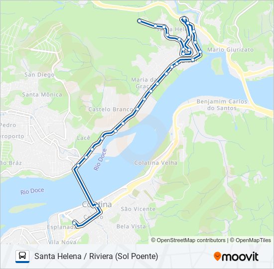 Mapa da linha 125 SANTA HELENA / RIVIERA de ônibus