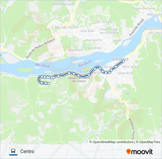 102 LUIZ IGLÉSIAS / RECANTO DA LAGOA Bus Line Map