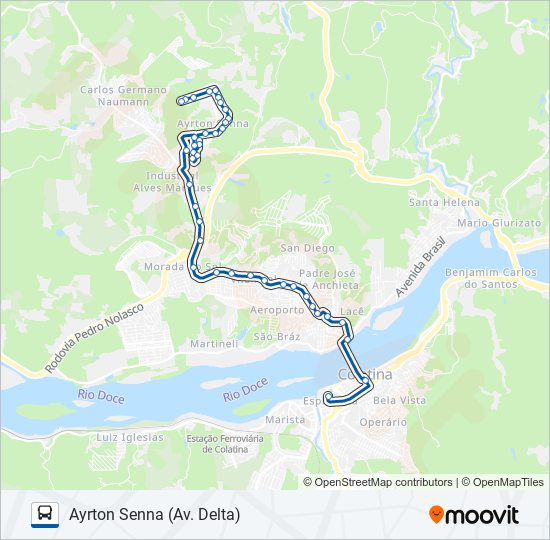 Mapa da linha 170 AYRTON SENNA / JOÃO MENEGUELLI de ônibus