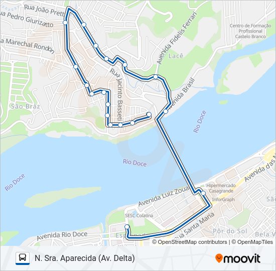 Mapa da linha 140 NOSSA SENHORA APARECIDA de ônibus
