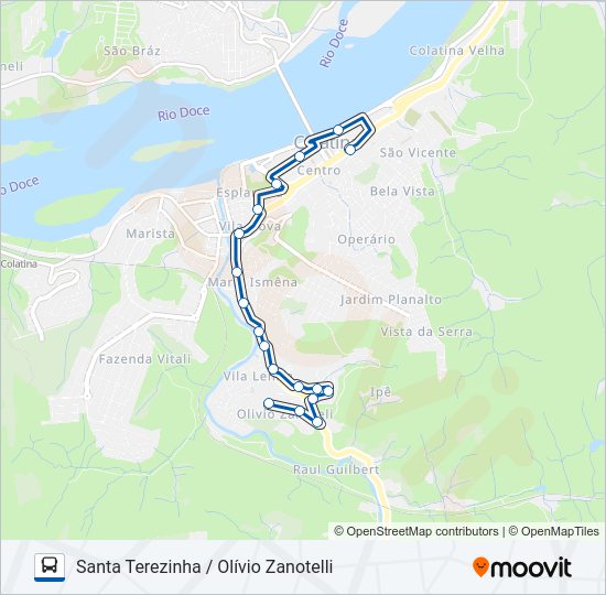 Mapa da linha 080 SANTA TEREZINHA / OLÍVIO ZANOTELLI de ônibus