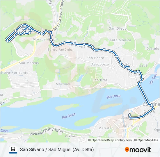 111 SÃO SILVANO / SÃO MIGUEL Bus Line Map