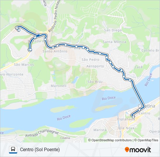 Mapa da linha 111 SÃO SILVANO / SÃO MIGUEL de ônibus