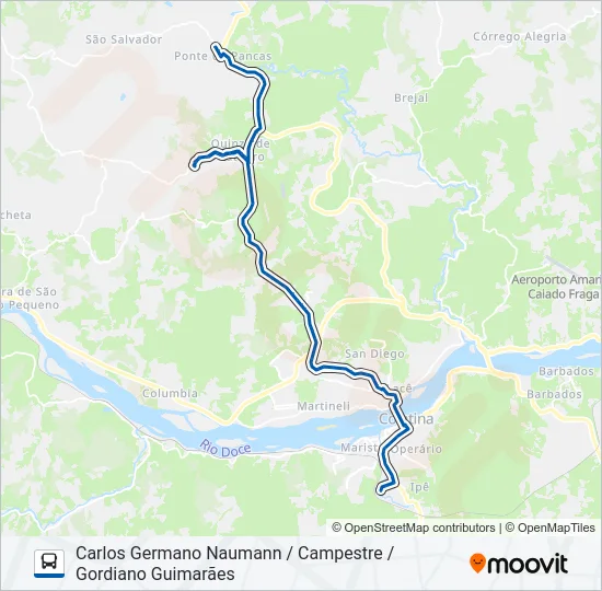 016 CARLOS GERMANO NAUMANN / CAMPESTRE / GORDIANO GUIMARÃES Bus Line Map