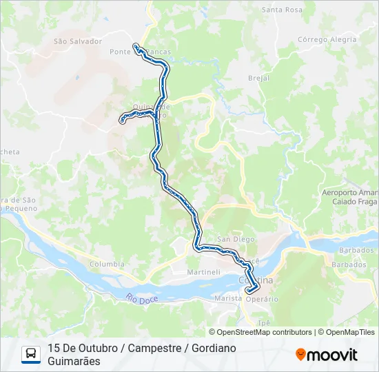 183 15 DE OUTUBRO / CAMPESTRE / GORDIANO GUIMARÃES Bus Line Map