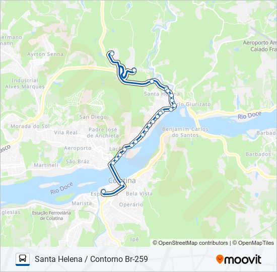 Mapa da linha 126 SANTA HELENA / CONTORNO BR-259 de ônibus