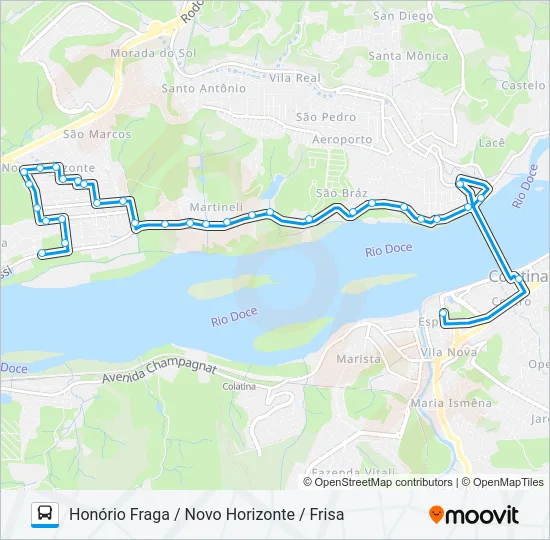 300 HONÓRIO FRAGA / NOVO HORIZONTE / FRISA Bus Line Map