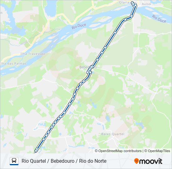 Mapa da linha 131 RIO QUARTEL / BEBEDOURO / RIO DO NORTE de ônibus
