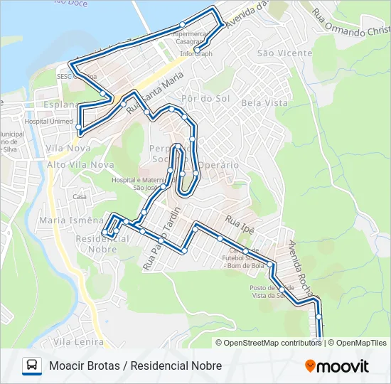 021 MOACIR BROTAS / RESIDENCIAL NOBRE Bus Line Map