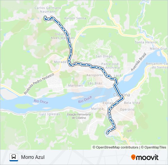 Mapa de 017 VILA LENIRA / MORRO AZUL de autobús