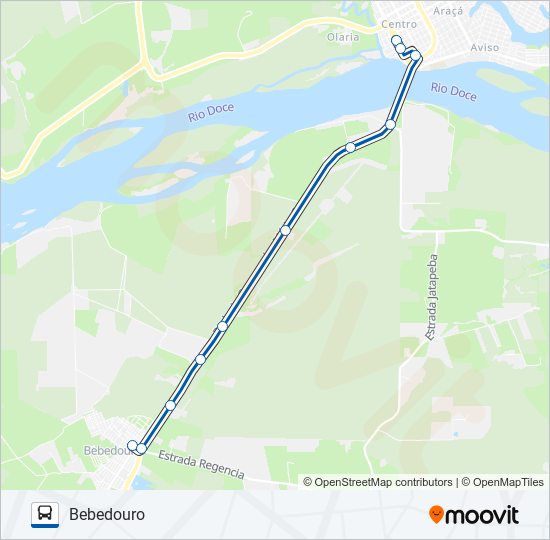 Mapa da linha 134 BEBEDOURO de ônibus