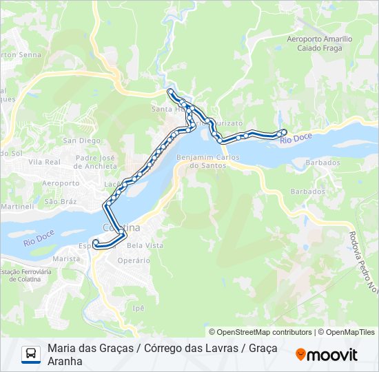 Mapa de 122 MARIA DAS GRAÇAS / CÓRREGO DAS LAVRAS / GRAÇA ARANHA de autobús