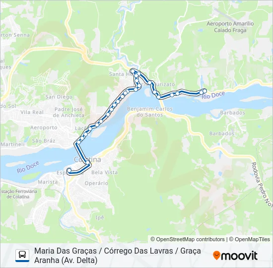 122 MARIA DAS GRAÇAS / CÓRREGO DAS LAVRAS / GRAÇA ARANHA Bus Line Map