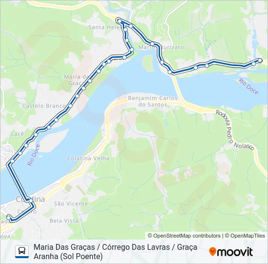 122 MARIA DAS GRAÇAS / CÓRREGO DAS LAVRAS / GRAÇA ARANHA Bus Line Map
