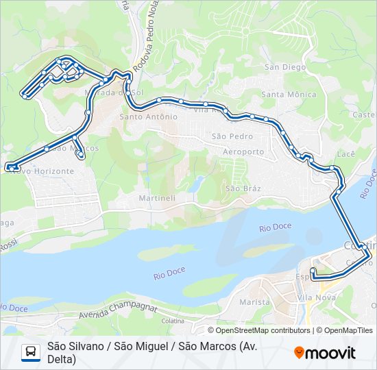 Mapa da linha 112 SÃO SILVANO / SÃO MIGUEL / SÃO MARCOS de ônibus