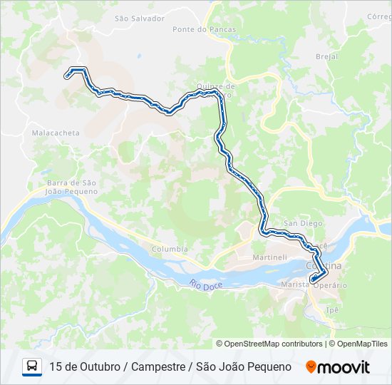 Mapa da linha 181 15 DE OUTUBRO / CAMPESTRE / SÃO JOÃO PEQUENO de ônibus