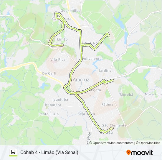 Mapa da linha LIMÃO - COHAB 4 (VIA POR DO SOL) de ônibus