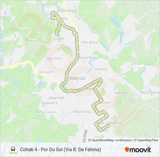 Mapa da linha LIMÃO - COHAB 4 (VIA POR DO SOL) de ônibus