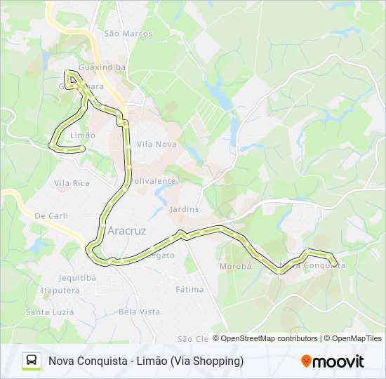 Mapa da linha NOVA CONQUISTA - ITAPUTERA - LIMÃO de ônibus