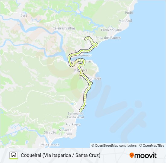 Mapa da linha RIO PRETO - COQUEIRAL de ônibus