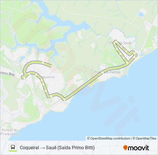 Mapa da linha RIO PRETO - COQUEIRAL de ônibus