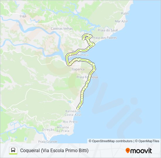 Mapa da linha RIO PRETO - COQUEIRAL de ônibus