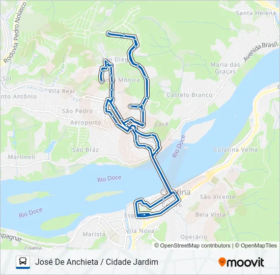 152 JOSÉ DE ANCHIETA / CIDADE JARDIM Bus Line Map
