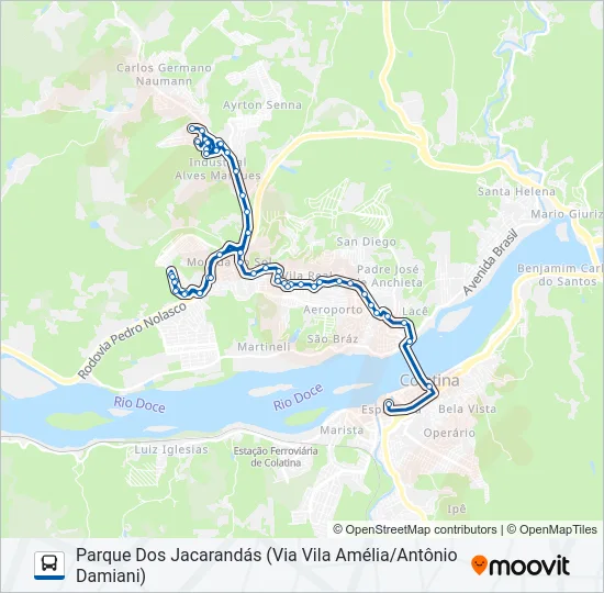 018 PARQUE DOS JACARANDÁS / VILA AMÉLIA Bus Line Map