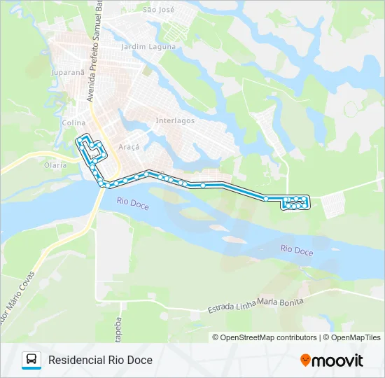 1650 CENTRO / RESIDENCIAL RIO DOCE Bus Line Map
